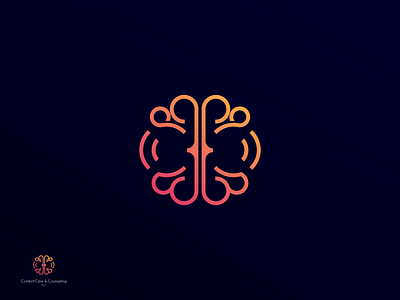 Comfort Care abstract brain brain logos gradient icon logo mark mental health minimalistic modern symbol therapy