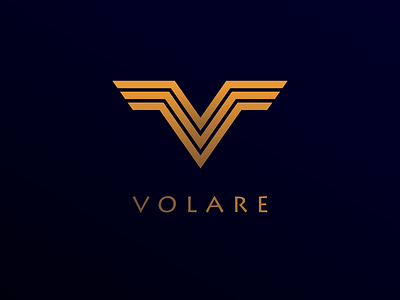 Volare brand fitness golden icon logo logomark luxury mark symbol v wings