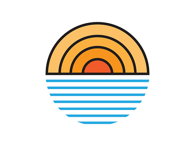 Basic Beach badge beach emblem flat icon logo mark sea sun symbol vector