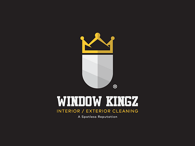 Window Kingz brainstorm brand identity crown design flat illustration logo mark shadow shield symbol window