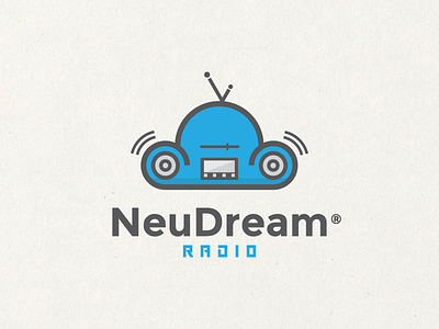 Neudream Radio cartoon logo icon logo marketing music podcast radio symbol vector