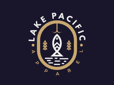 Lake Pacific apparel badge brand brand identity fishing icon illustration lake lineart logo mark outdoor symbol typography