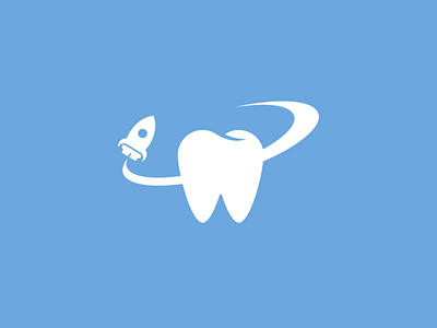 Rocketdental brand dental flat icon illustration logo mark orbit rocket symbol tooth typography vector