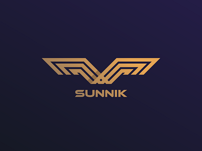 Sunnik 2 brand brand identity design gold icon illustration lineart logo mark minimalistic overlapping symbol typography vector wings