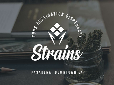 Strains badge brand brand identity cannabis dispensary flat icon logo mark strains symbol typography vector