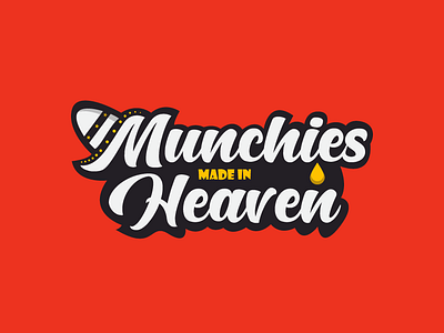 Munchies made in Heaven brand brand identity creative customtype design flat handlettering icon illustration logo logomark mark mexicanfood sombrero symbol typography