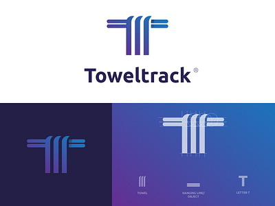 Toweltrack brand icon lettermark location logo mark monogram rfid signal symbol t towel tracking vector wifi