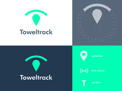 Toweltrack Logomark brand brand identity icon location logo logomark mark modern rfid signal simple symbol typography vector