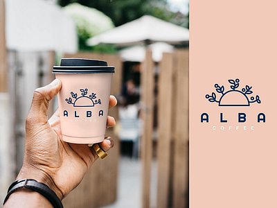 ALBA Coffee alba brand identity cafe clean coffee coffeshop dawn icon lineart logo logomark modern plant roastery simple sun symbol typography vector