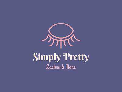 Simply Pretty beauty salon cosmetics eye eyelashes female feminine icon lineart logo makeup mark symbol typography women
