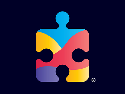 Puzzle brand colorful gradients icon illustration imagination innovation invention logo mark puzzle symbol technology