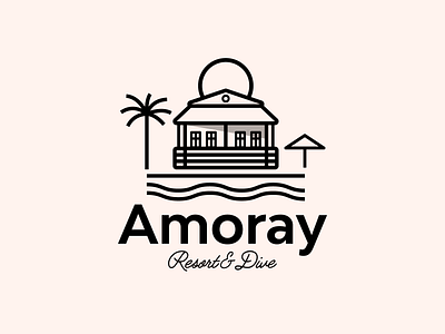 Amoray Resort brand dive hotel logo icon identity illustration lineart logo modern resort summer symbol water