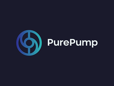 PurePump | Logomark bold brand engineering filter futuristic gradient lineart logo logomark modern platform pump
