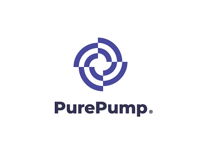 Pure Pump | Logomark design engineering filter flat futuristic icon logo logomark modern negative space pump symbol tech