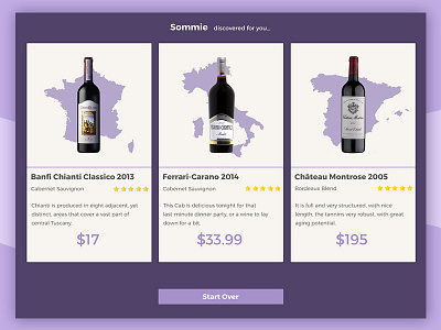 Sommie : ipad app : wine choice app bottle design glass illustration purple red screen search ui ux wine