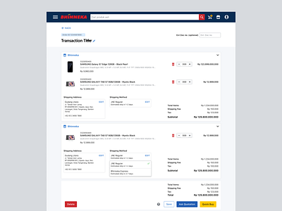 Bhinneka Bisnis b2b cart design ecommerce u ui ux