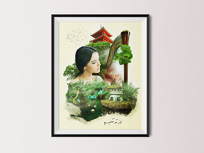 Her arm arph asian compositing green japan lotus photoshop snake water