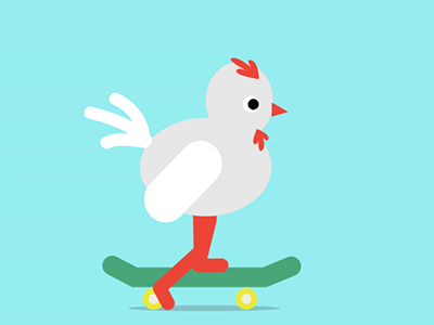 Chickin' skatin' animation chicken motion skateboard skating vector