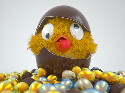 Choco Shock Chicken, Happy Easter! aforox c4d chicken derp design easter egg octane over the top render
