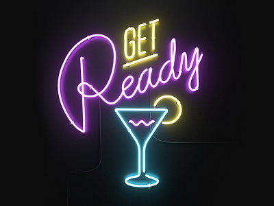 Get Ready icon 3d aforox c4d design get ready drink icon neon octane render yolo yoloapp