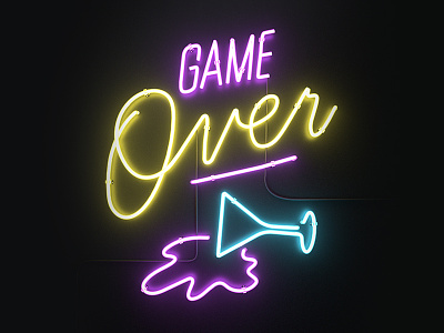 Game Over Icon 3d aforox c4d design game over icon neon octane render yolo yoloapp