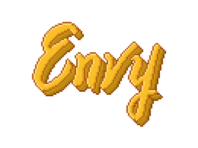 Pixel art merch design 'Envy' apparel apparel design art branding clothing design envy font gold golden lettering merch merchandise design merchendise pixel pixel art shirt text type