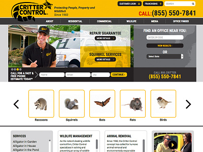 Critter Control Redesign design website