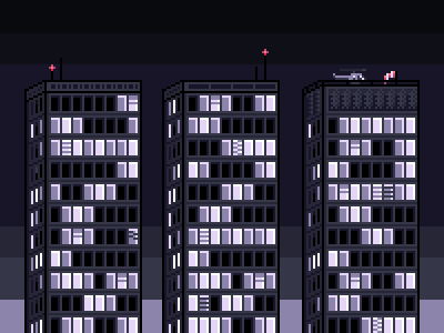 Pixel Art Office Building Variants buildings business cityscape illustration night pixel pixelart skyscrapers
