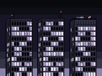 Pixel Art Office Building Variants