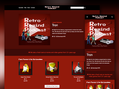 Retro Rewind Podcast Responsive Website grav cms podcast red responsive retro web design web development