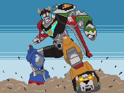 Pixel Art: Voltron Legendary Defender lions netflix pixel trace pixelart re creation robots voltron