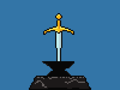 Pixel Art: The Sword in the Stone excalibur pixel illustration pixelart podcast art sword