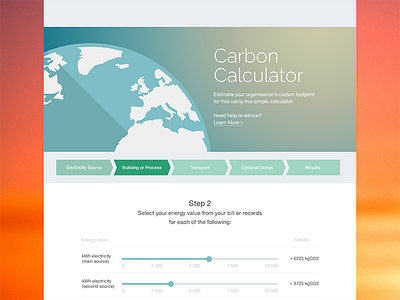 Carbon Calculator background calculator carbon earth flat form gradient process steps ui ux website