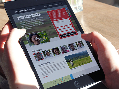 ActionAid LandFor Campaign Web Design africa charity design farmer flat homepage land photography red ui ux web