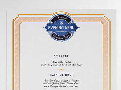 Evening Menu Clean Option blue food menu new paper sea vintage yellow