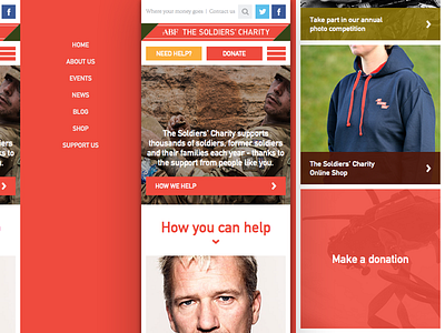 The Soldiers' Charity Mobile Design asksanik charity design homepage landing page layout mobile soldiers ui user interface ux web