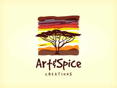 Art&Spice acacia tree african art bright cards caribbean colourful concealed ethnic culture figure prints spice sunset tree
