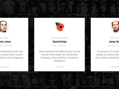 The Soldiers' Charity Memorial Wall asksanik charity design handsup homepage layout mobile soldiers ui user interface ux web