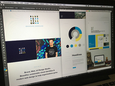 Blue & Yellow Design Studio New Website GO! blue and yellow design brand branding colour palette design logo presentation showcase typography visual identity website