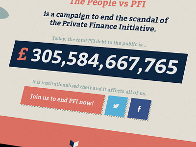 The People vs PFI campaign website. blue and yellow design campaign design flat handsup illustrations people vs pfi web website