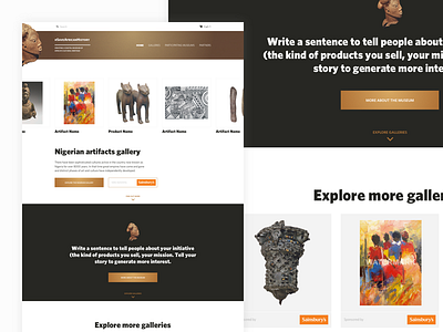 Museum africa artefact blue and yellow design commerce design handsup shopify theme ui ux website