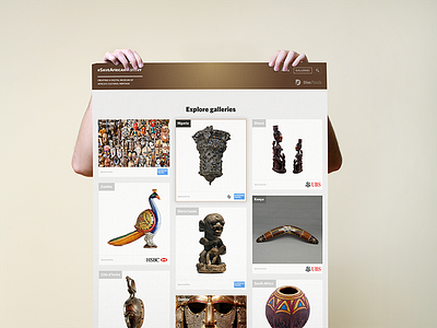 Museum africa artefact blue and yellow design design handsup masonry ui ux website