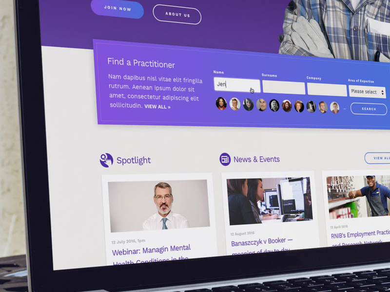 Website Redesign ui ux bright desktop mobile design website blue and yellow design hands up