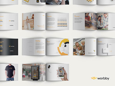 Worbby Style Guide blue and yellow design brand design guide identity logo presentation style visual worbby