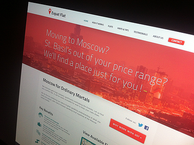 ExpatFlat Visual apartment flat homepage location mock moscow moving red relocating typography ui ussr ux visual website