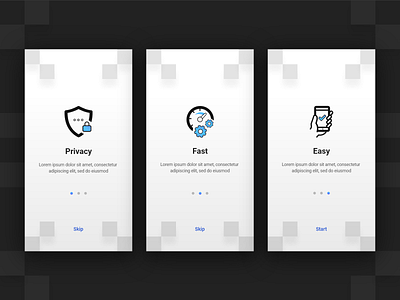 Onboarding Legal App app black white cards easy fast icons illustraion legal mobile onboarding privacy