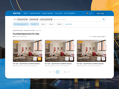 Real Estate Search Results egypt listing page real estate search results searching ui uiux