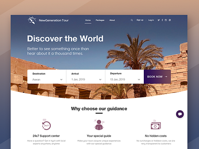 Tour Guide Landing Page - in Egypt design discover landing design landing page product design tour guide ui ux web website design websites world