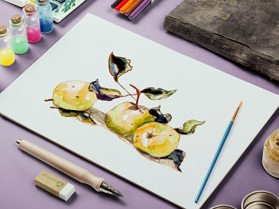 Watercolor Apple s