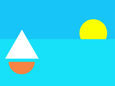 Morning Sunshine boat digital illustration minamilst minimal sketch sun sunshine